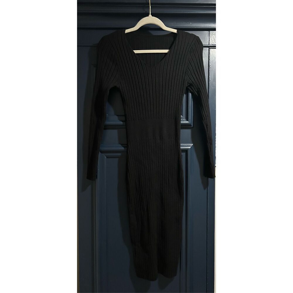 NEW Long Sleeve Mock Neck Sweater Ribbed Knit Dress M